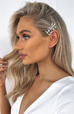 Strong Facts Diamante Hair Pin Love