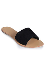 Crete Slides Black Suede